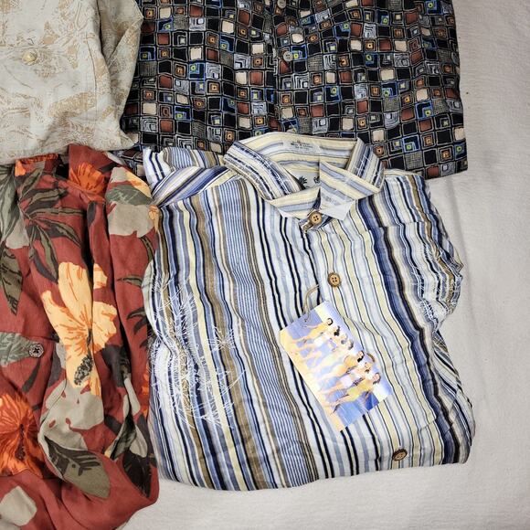 Vintage Hawaiian Shirt Mens Sz Large Lot of 54Rayon Linen Silk NWT Y2k Summer - Picture 6 of 14